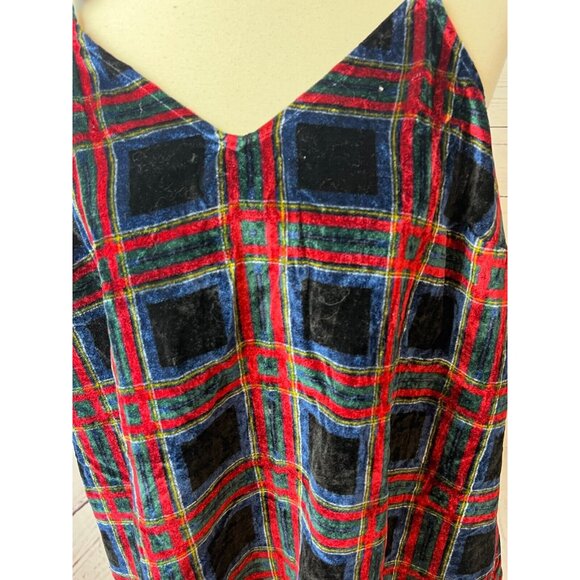 Torrid Sophie‎ Velvet Swing Cami Top 00 Plaid Holiday whimsigoth Medium Large - Picture 8 of 14